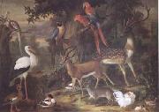 Birds and deer in a Garden (mk25) Jakob Bogdani